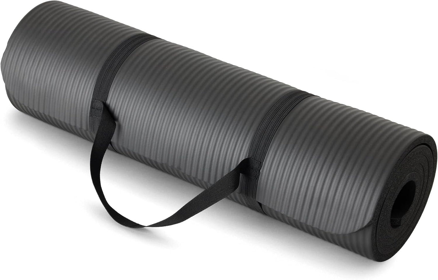 Extra Thick Exercise Yoga Mat with Carrying Strap | | Black 1 2 Inch