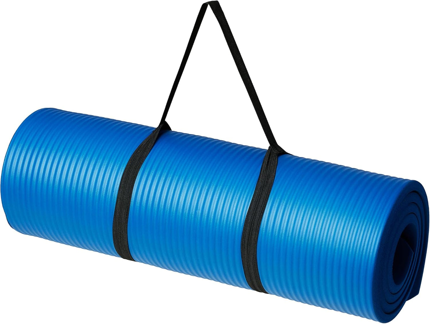 Extra Thick Exercise Yoga Mat with Carrying Strap | | Blue 1 2 Inch