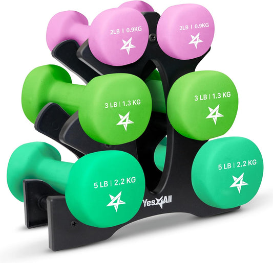 Neoprene Dumbbell Weight Set for Home Workouts | | A. Multicolor - 20Lbs - Set With Rack