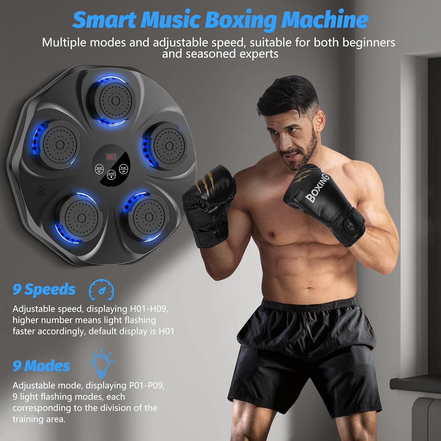 Music Boxing Machine — Wall-Mounted Punch Trainer with Gloves | |
